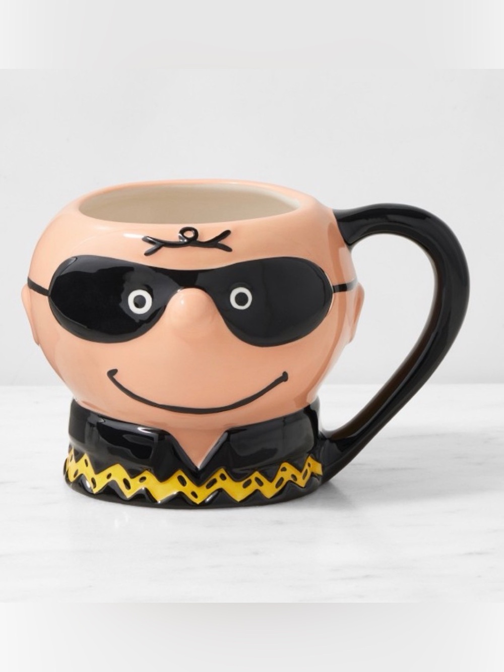 Williams Sonoma Charlie Brown Mug Halloween with Black Handle and Yellow Trim